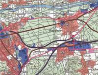 Auf diesem Kartenausschnitt sind die durch Autobahnen, Kantonsstrassen und Eisenbahnlinien zerschnittenen Waldstücke im Suret gut ersichtlich: Barrieren für Wildtiere.